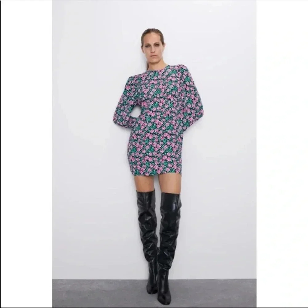 Zara - Floral Mini Dress with Roses